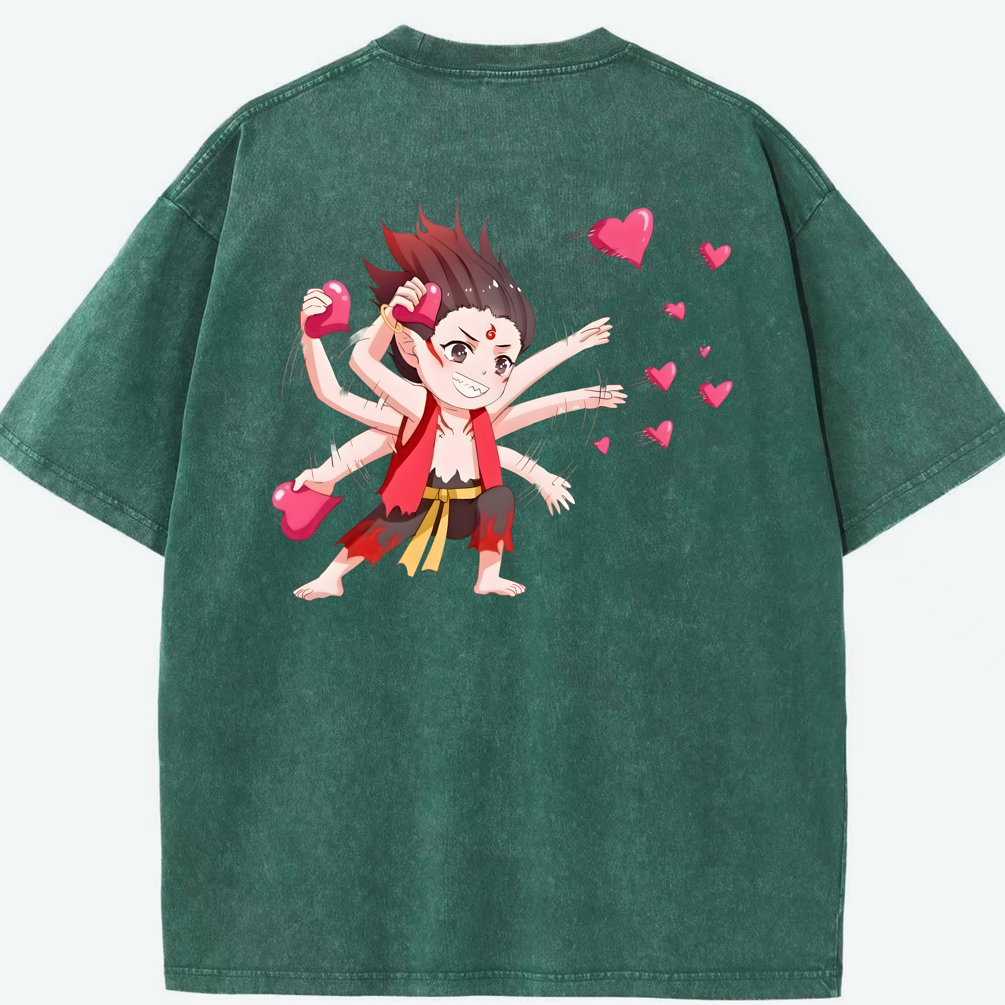（画像用） Ne Zha 2 ナタ 魔童の大暴れ 綿100% ヴィンテージ風 半袖Tシャツ（背面プリント）